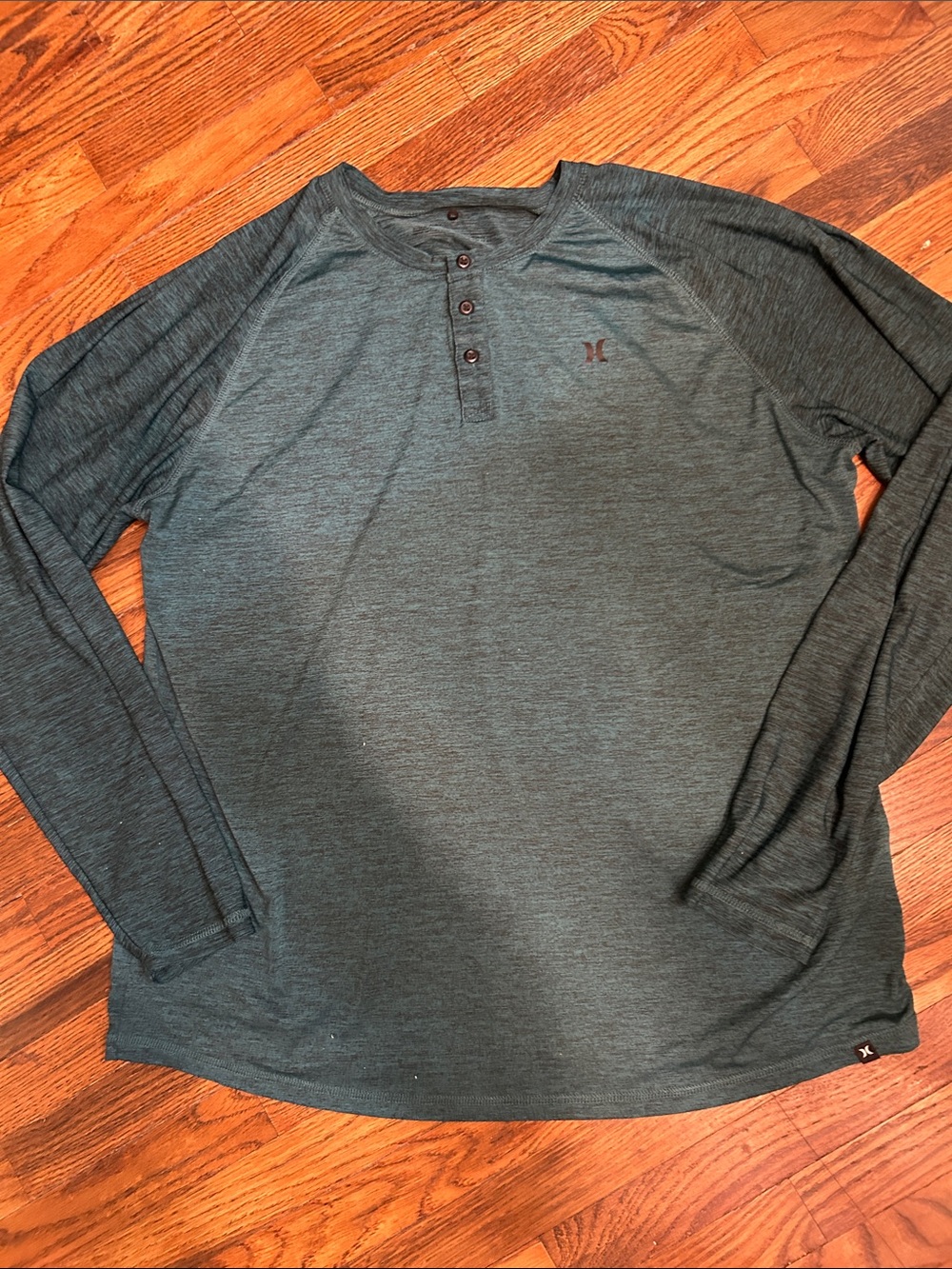 Hurley Men's Long Sleeve Henley in Deep Teal - Picture 1 of 9